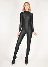Load image into Gallery viewer, Footed Shiny Black Catsuit