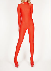 Footed Red Catsuit