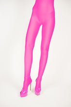 Load image into Gallery viewer, Footed Shiny Pink Catsuit