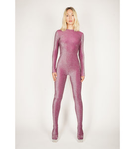 Purple Silver Lux Footed Catsuit