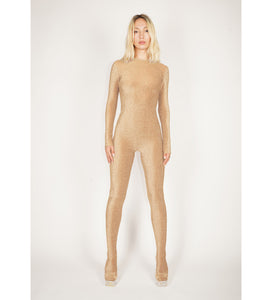 Footed Gold Lux Catsuit