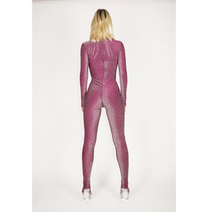 Purple Silver Lux Footed Catsuit