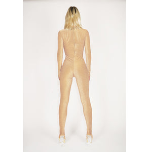 Footed Gold Lux Catsuit