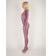 Load image into Gallery viewer, Purple Silver Lux Footed Catsuit