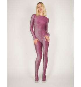 Purple Silver Lux Footed Catsuit
