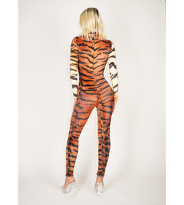 Velvet Tiger Catsuit With Optional Tail