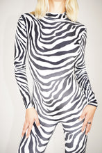 Load image into Gallery viewer, Velvet Zebra Catsuit