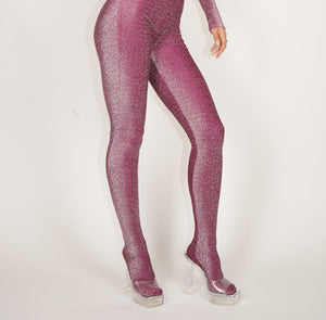 Purple Silver Lux Footed Catsuit