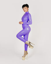 Load image into Gallery viewer, Purple Stretch PU Catsuit