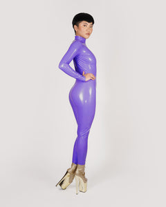 Purple Stretch PU Catsuit