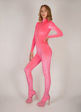Load image into Gallery viewer, Footed Velvet Pink Catsuit