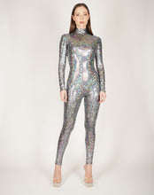 Load image into Gallery viewer, Shattered Glass Silver Hologram Catsuit