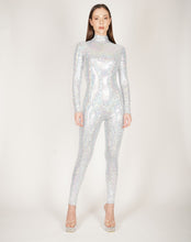 Load image into Gallery viewer, Shattered Glass White Hologram catsuit