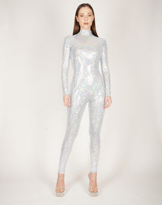 Shattered Glass White Hologram catsuit