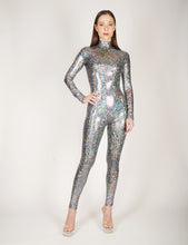 Load image into Gallery viewer, Shattered Glass Silver Hologram Catsuit