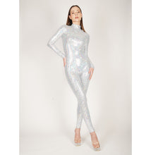 Load image into Gallery viewer, Shattered Glass White Hologram catsuit