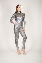 Load image into Gallery viewer, Shattered Glass Silver Hologram Catsuit