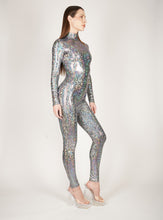 Load image into Gallery viewer, Shattered Glass Silver Hologram Catsuit
