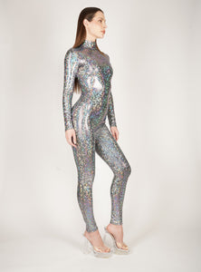 Shattered Glass Silver Hologram Catsuit