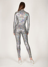 Load image into Gallery viewer, Shattered Glass Silver Hologram Catsuit