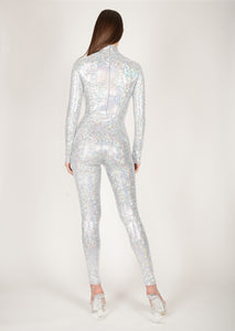 Shattered Glass White Hologram catsuit