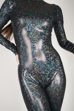 Load image into Gallery viewer, Shattered Glass Black Hologram Catsuit