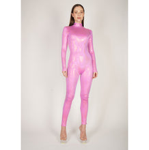 Load image into Gallery viewer, Shattered Glass Pink Hologram Catsuit