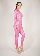 Load image into Gallery viewer, Shattered Glass Pink Hologram Catsuit