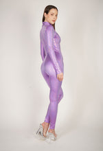 Load image into Gallery viewer, Shattered Glass Purple Lilac Hologram Catsuit