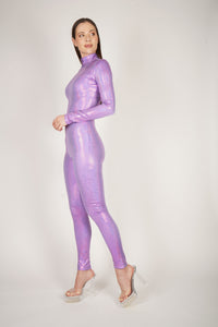 Shattered Glass Purple Lilac Hologram Catsuit