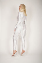 Load image into Gallery viewer, Silver Hologram Catsuit With Fringe Tassels