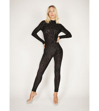 Load image into Gallery viewer, Black Leopard Burnout Velvet Mesh