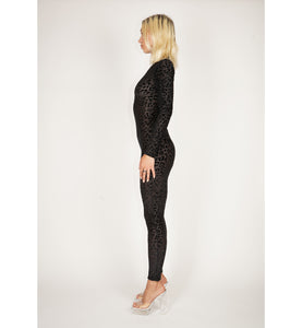 Black Leopard Burnout Velvet Mesh