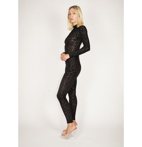 Black Leopard Burnout Velvet Mesh