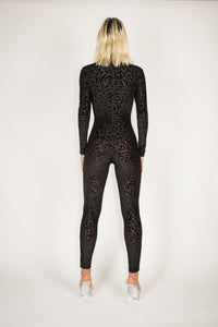 Black Leopard Burnout Velvet Mesh