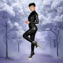 Load image into Gallery viewer, Faux Latex Black Catsuit