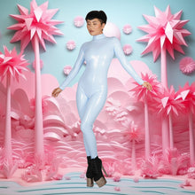 Load image into Gallery viewer, Faux Latex Blue catsuit