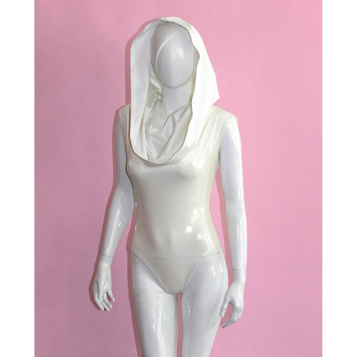 Hooded White PU Bodysuit