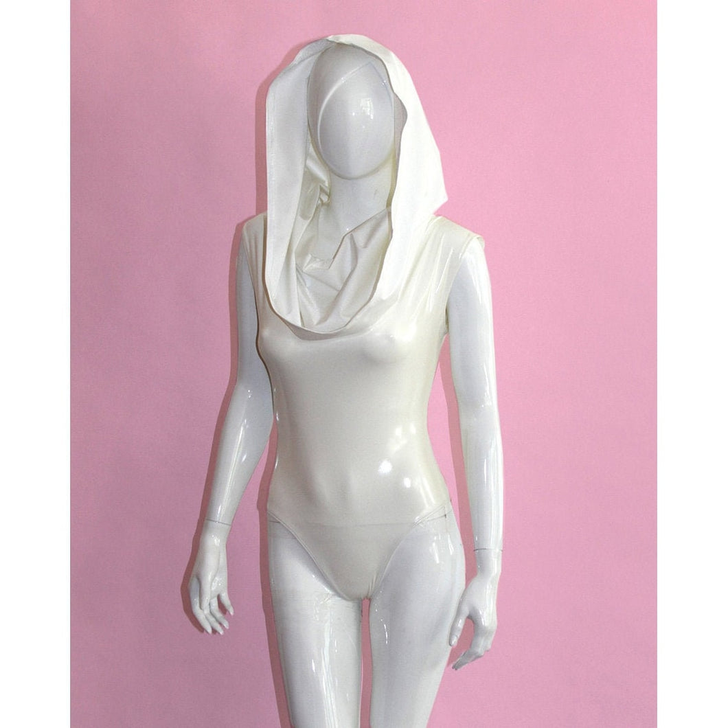 Hooded White PU Bodysuit