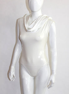 Hooded White PU Bodysuit