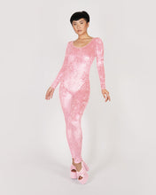 Load image into Gallery viewer, Full View of Velvet Crushed Light Pink Catsuit