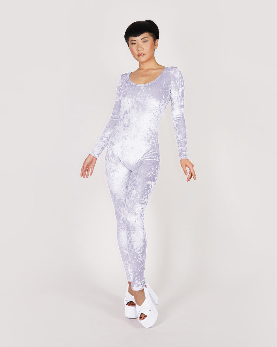Velvet Crushed White Catsuit