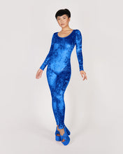 Load image into Gallery viewer, Velvet Met Blue Catsuit