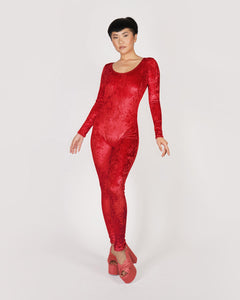 Women Red Catsuit