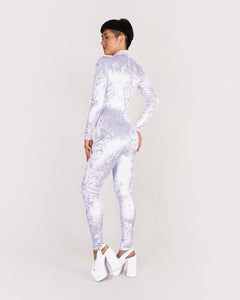 Side of Velvet Crushed White Catsuit