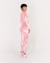 Load image into Gallery viewer, Woman Velvet Crushed Light Pink Catsuit