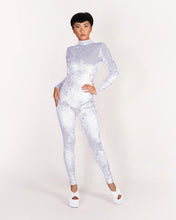 Load image into Gallery viewer, Woman Velvet Crushed White Catsuit