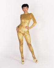 Load image into Gallery viewer, Velvet Gold Catsuit