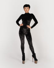 Load image into Gallery viewer, Velvet Crushed Black Catsuit