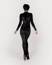 Load image into Gallery viewer, Women Crushed Black Catsuit